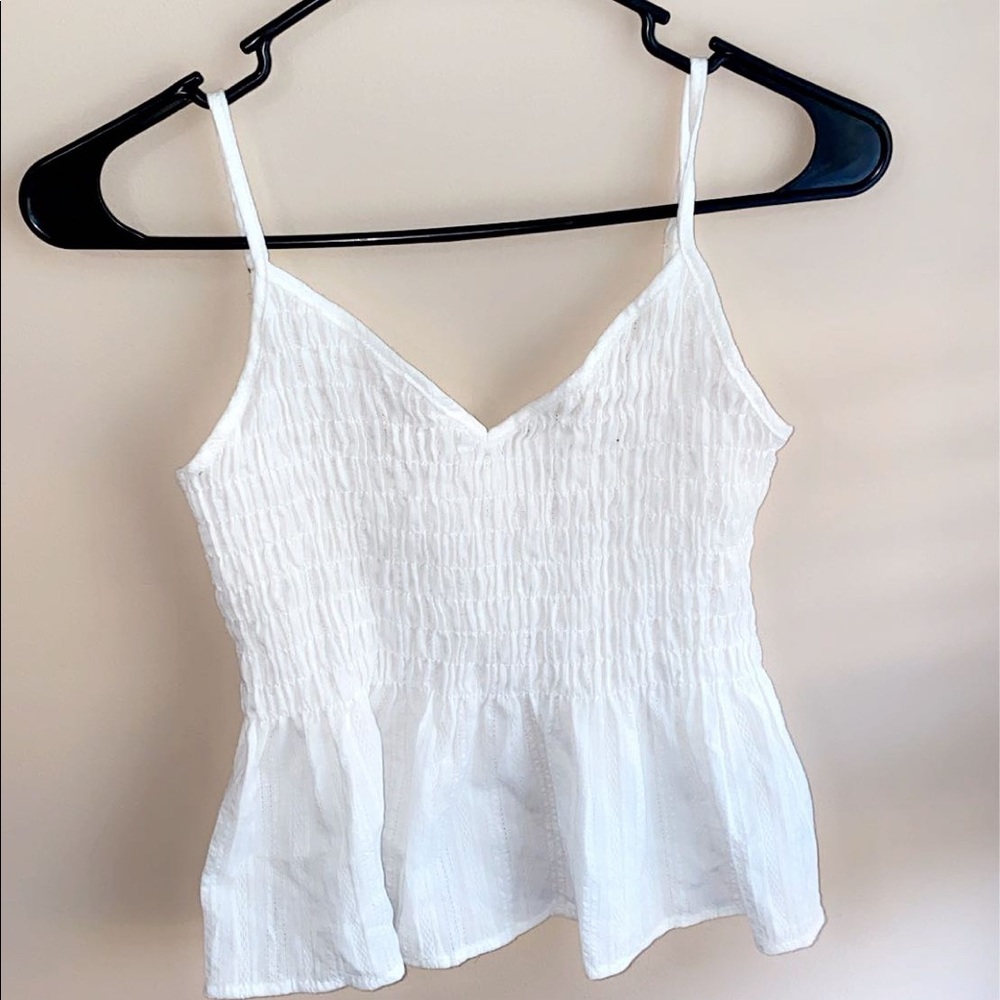 Strapped, white, cropped shirt